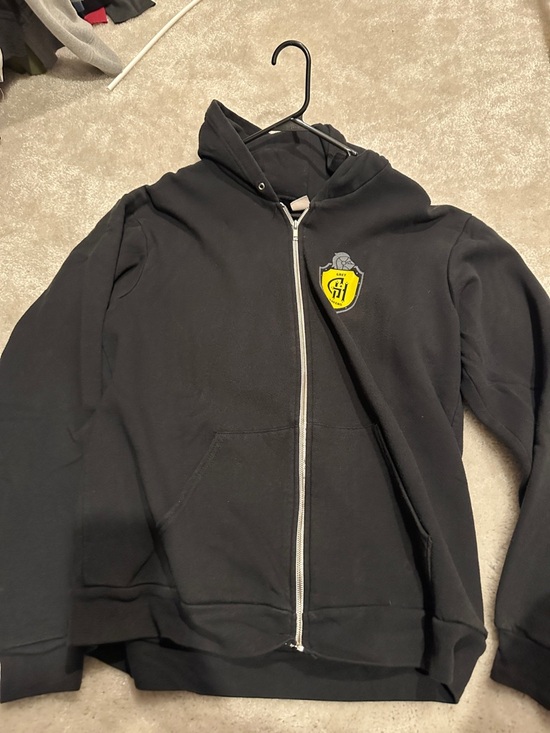 Palantir Black Zip Hoodie with Silver Zipper